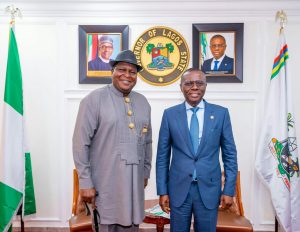 DG of NCAC, Otunba Segun Runsewe (left) and Governor Babajide Sanwo-Olu of Lagos
