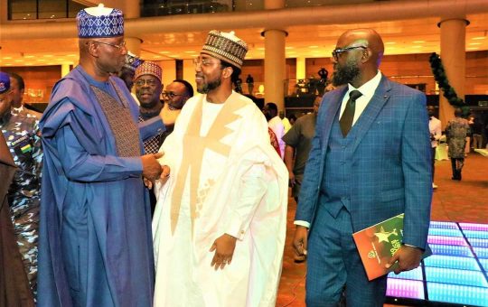 L-R: Secretary to the Government of the Federal, Mr Boss Mustapha, Managing Director of NPA, Mohammed Bello-Koko and Board Chairman of NPA, Mr Akin Ricketts at the NPA Long Service and Merit Award on Saturday