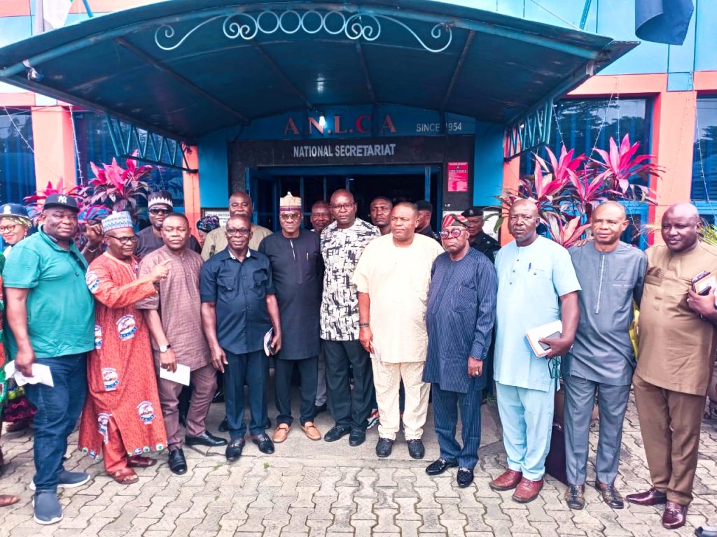 The ANLCA Registered BOT in a group photograph with the newly inaugurated interim NECOM alongside other members at the national Secretariat, Amuwo Odofin Lagos on Wednesday