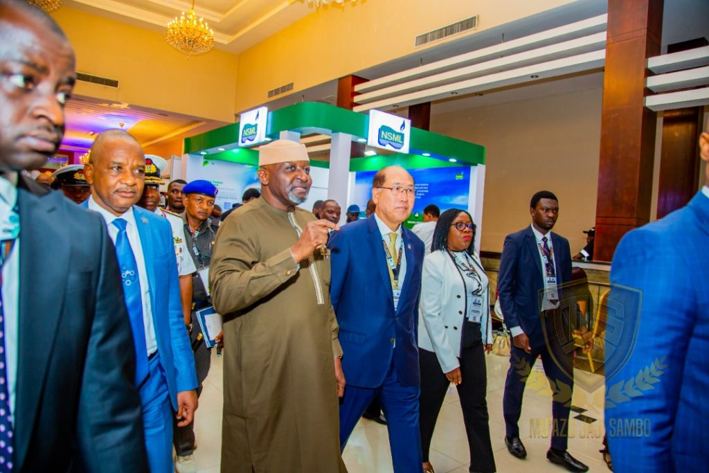 Director General of NIMASA, Dr Bashir Jamoh (2nd from left) Minister of Transportation, Eng Muazu Jaji Sambo, IMO Secretary General, Kitack Lim and Permanent Secretary of Ministry of Transportation, Dr Magdalene Ajani at NIMS 2022