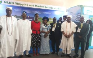 Caption; From left, Chief Olumide Oniru, 3rd left, Mrs Tosan -Edodo-Emoore, Convener of Lagos International Marine Week, Mrs Selia Ekannem, Deputy Director, Cabotage and Shopping Development of NIMASA, Capt, Emmanuel Ihenacho, CEC, Integrated Oil and Gas during the  Lagos International Maritime Week, 2023, with the theme; Marpol at 50, Pollution from Ships Commitments.