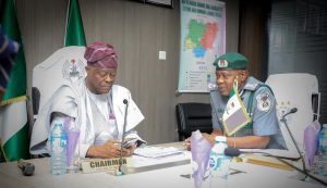 Minister of Finance and Chairman of Nigeria Customs Service Board, Wale Edun (left) and the Comptroller-General of Customs, Bashir Adewale Adeniyi during the 64th Regular Meeting of the board, held on Tuesday, 25 November 2025