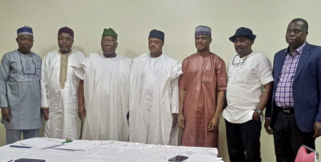 The Governing Board Chairman of CRFFN, Alhaji Abubakar Tsanni (middle), Chairman of the ANLCA Crisis Resolution Committee, Alhaji Abba Yusuf (2nd from left) and some Committee members and CRFFN Governing Board members; during the inauguration of ANLCA Crisis Resolution Committee in Lagos.