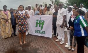 The Dockers, showing solidarity for their colleagues in the ongoing strike action at Port of Felixstowe, United Kingdom