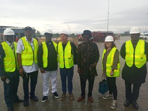 (3rd from left) President General of MWUN, Comrade Adewale Adeyanju and ITF Cordinator of Dockers Section, Enrico Totorlano among other ITF visitors to the Lekki Port on Tuesday