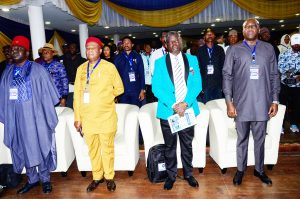 R-L: Executive Director, Finance and Administration, NIMASA, Mr. Chudi Offodile; Prof. Samuel Odewunmi; Prof. C.C. Ibe; and Chief Agwu of Nigerian Shippers’ Council at the fourth National Transport Summit organized by the Chartered Institute of Transport Administration (CIoTA) of Nigeria 